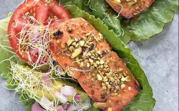 Pistachio Crusted Salmon Lettuce Wraps